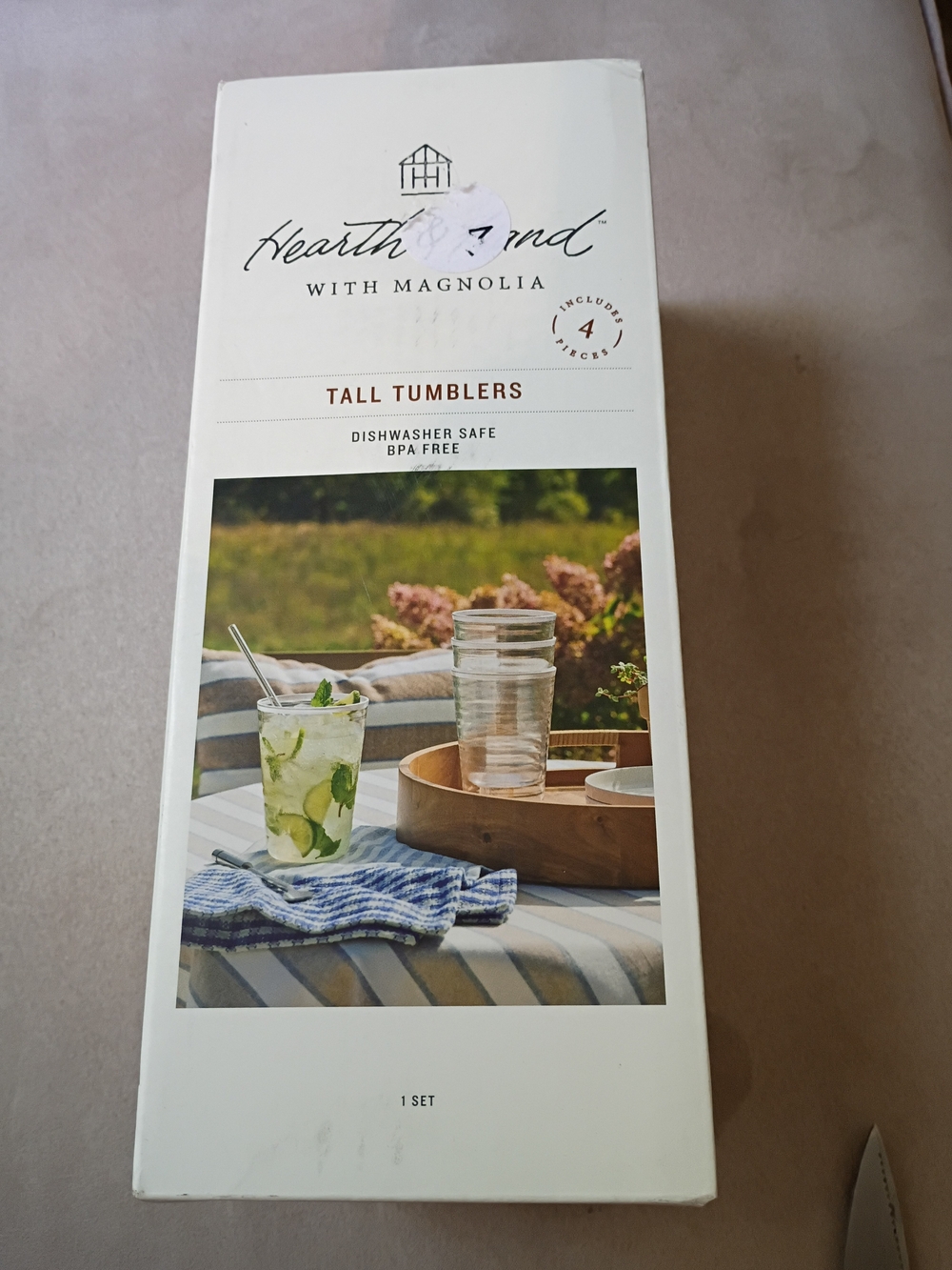 Brand New Hearth And Hand Clear Tall Tumblers - Set of 4